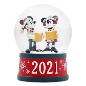 NEW IN BOX  Disney Parks Mickey and Minnie 2021 Snow Globe Christmas Holiday